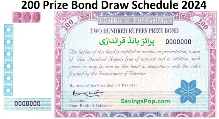 200 Prize Bond Draw Schedule 2024