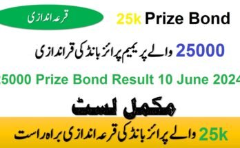 25000 Prize Bond Result 10 June 2024