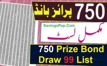 750 Prize Bond Draw 99 List