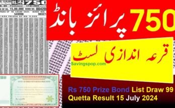 Rs 750 Prize Bond List Draw 99 Quetta Result 15 July 2024