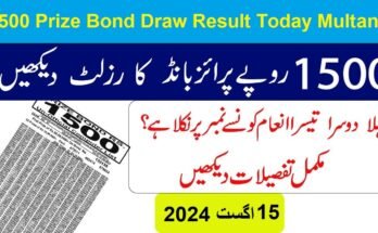 1500 Prize Bond Draw Result Today Multan