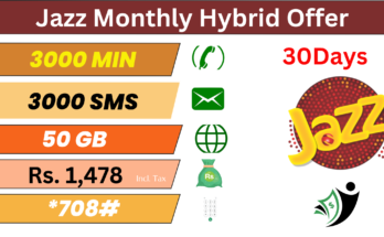 Jazz Monthly Hybrid Offer - Jazz Mahana Aala Offer in Rs. 1,478