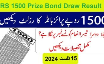 RS 1500 Prize Bond Draw Result 15 August 2024