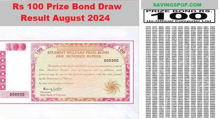 Rs 100 Prize Bond Draw Result August 2024