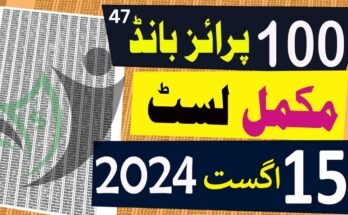 Rs 100 Prize Bond List Draw 47 Karachi Result 15 August 2024