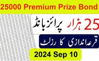 25000 Premium Prize Bond Draw Result Today 10 September