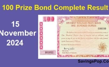 100 Prize Bond Complete Result List Today 15-11-2024