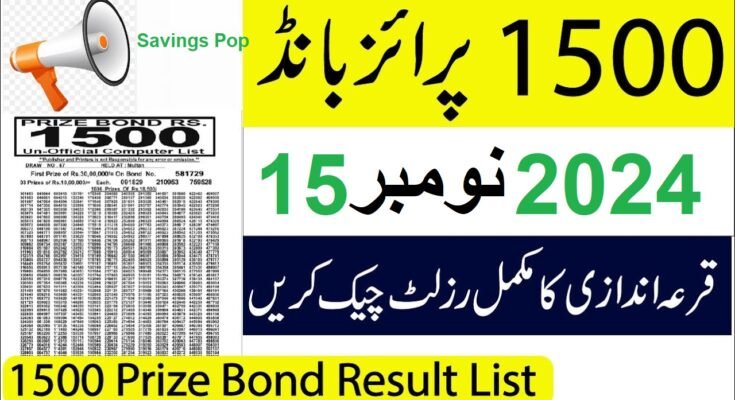 Prize Bond 1500 Draw No 100 On 15-11-2024