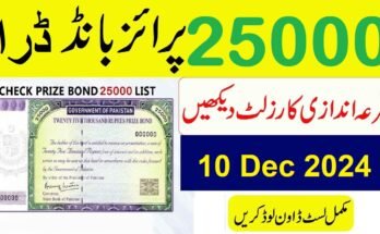 25000 Prize Bond Draw 16 Result on 10-Dec-2024 in Quetta