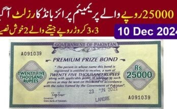 25000 Prize Bond Result 10 Dec 2024